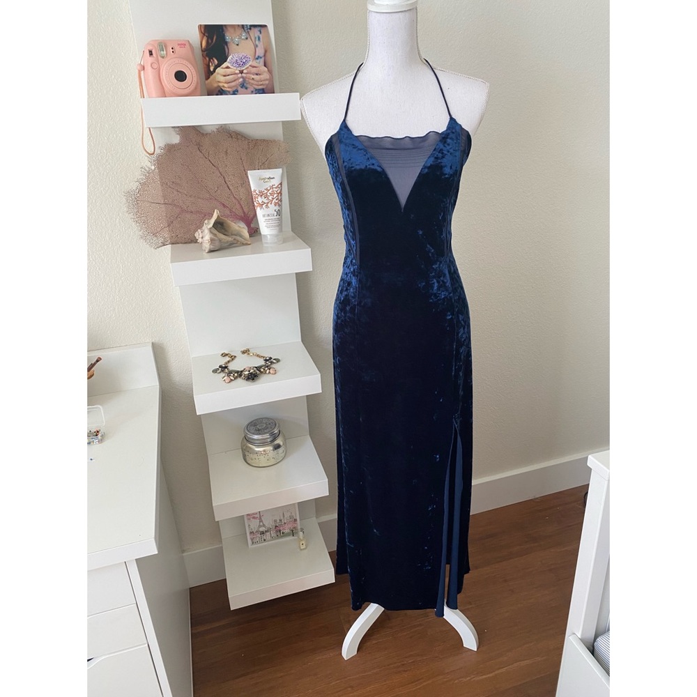 EUC. Free People Blue Velvet Maxi Dress.